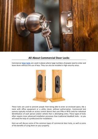 All About Commercial Door Locks