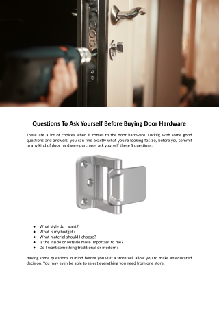 Questions To Ask Yourself Before Buying Door Hardware