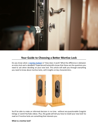 Your Guide to Choosing a Better Mortise Lock