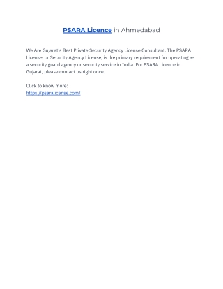 PSARA Licence in Ahmedabad
