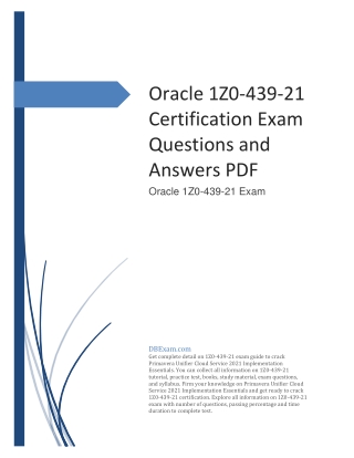 Oracle 1Z0-439-21 Certification Exam Questions and Answers PDF