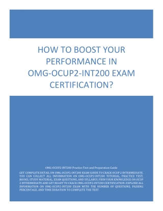 How to Boost Your Performance in OMG-OCUP2-INT200 Exam Certification?