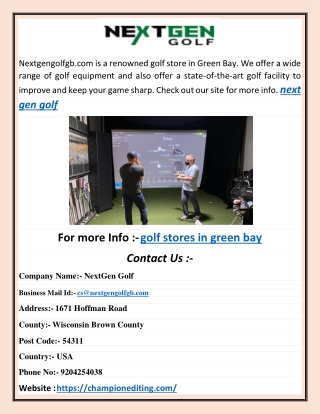 Golf Equipment Green Bay | Nextgengolfgb.com