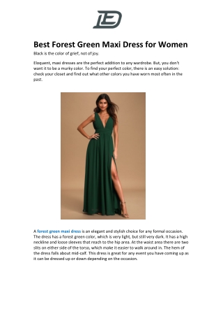 Best Forest Green Maxi Dress for Women