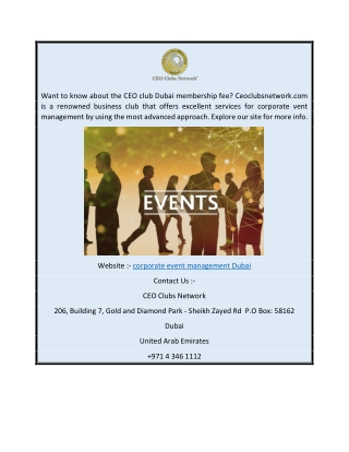 Corporate Event Management Dubai  Ceoclubsnetwork.com