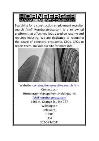 Construction Executive Search Firm  Hornbergerusa.com