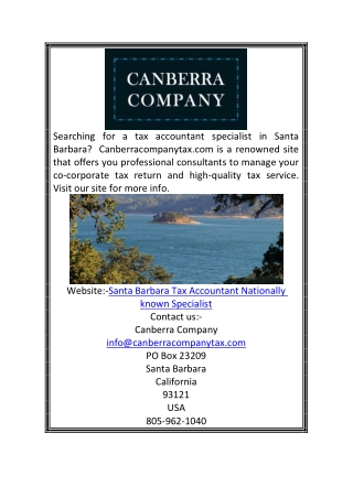 Santa Barbara Tax Accountant Nationally known Specialist  Canberracompanytax.com