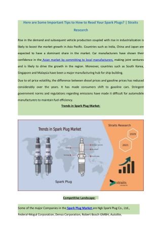 Latest Outlook of Spark Plug Industry 2021 | StraitsResearch