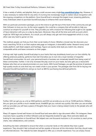 Are You Getting the Most Out of Your buy soundcloud plays?