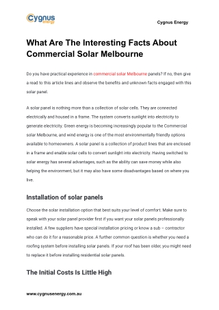 What Are The Interesting Facts About Commercial Solar Melbourne