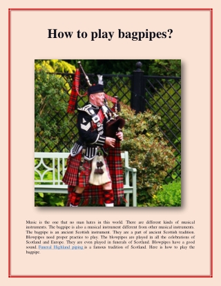 How to play bagpipes