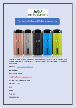 Vape Supplies Melbourne | Melbournevapes.com.au