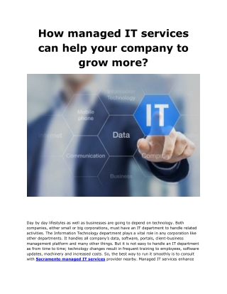 How managed IT services can help your company to grow more