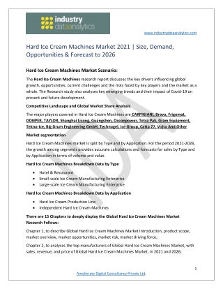 Hard Ice Cream Machines Market Industry Demand and Forecast to 2026