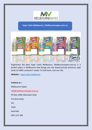 Vape Tanks Melbourne | Melbournevapes.com.au