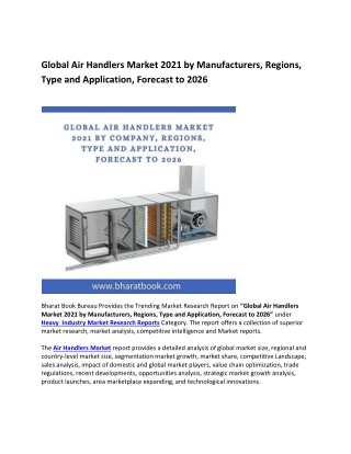 Global Air Handlers Market 2021 by Manufacturers, Regions, Type and Application, Forecast to 2026-converted