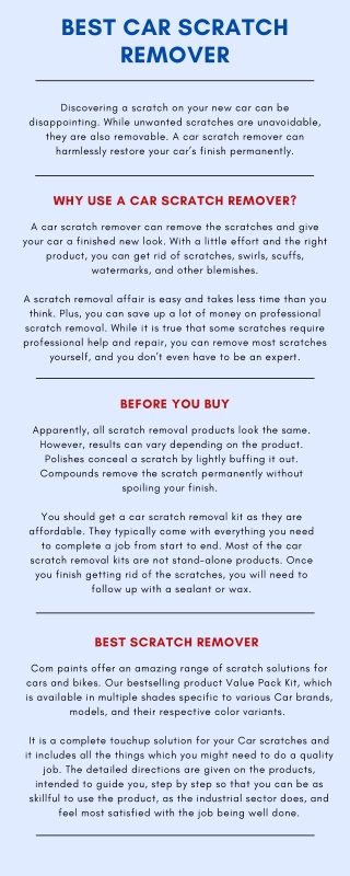 Best Car Scratch Remover - Com Paint