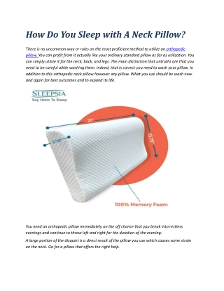 How Do You Sleep with A Neck Pillow?