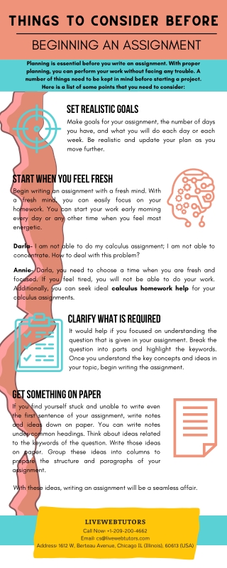 Things to Consider Before Beginning an Assignment