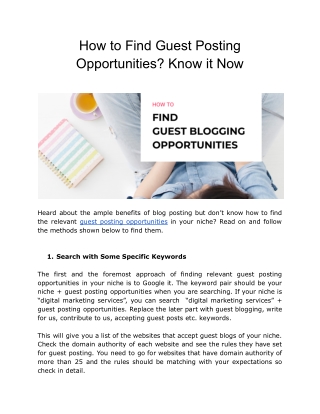 How to Find Guest Posting Opportunities - Know it Now