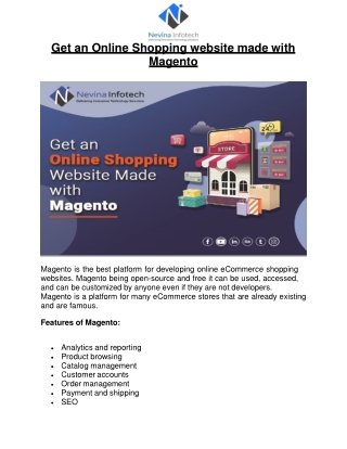 Get an Online Shopping website made with Magento