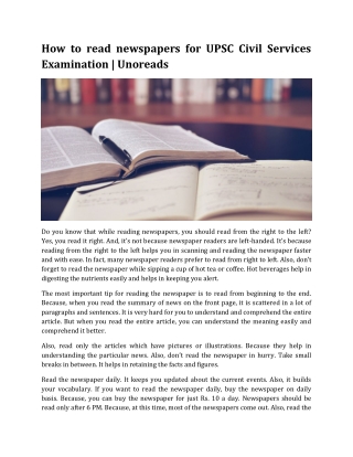 How to read newspapers for UPSC Civil Services Examination  Unoreads