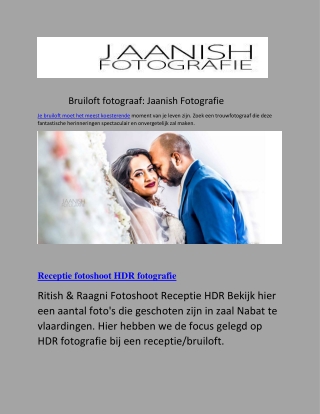 Bruiloft fotograaf: Jaanish Fotografie