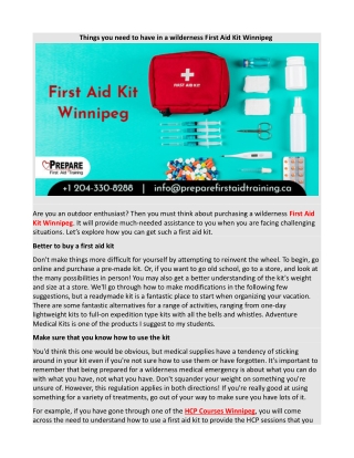 Things you need to have in a wilderness First Aid Kit Winnipeg