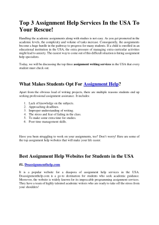 3 Best Assignment Help Services In the USA