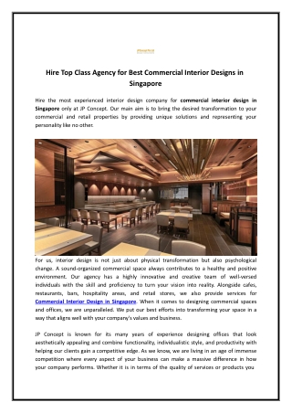 Commercial Interior Design in Singapore