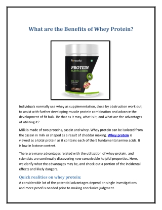 What are the Benefits of Whey Protein