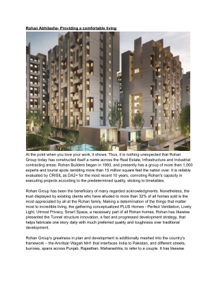 Rohan Abhilasha- Providing a comfortable living