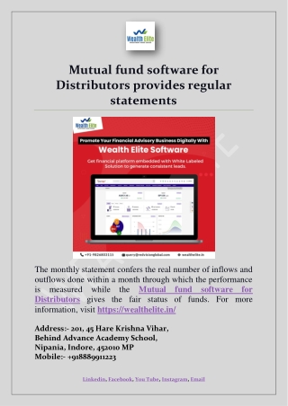 Mutual fund software for Distributors provides regular statements