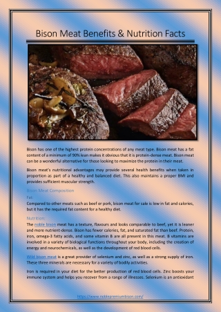 Bison Meat Benefits