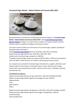 Global Functional Sugar Market Research Report 2021-2027