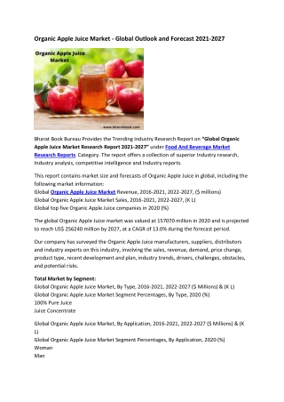 Global Organic Apple Juice Market Research Report 2021-2027