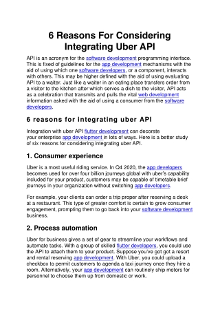 6 Reasons For Considering Integrating Uber API