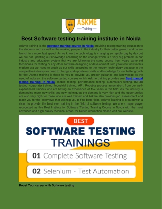 Best Software testing training institute in Noida
