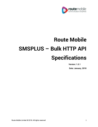 Route Mobile - SMSPLUS – Bulk HTTP API