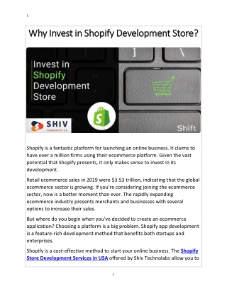 Why Invest in Shopify Development Store?