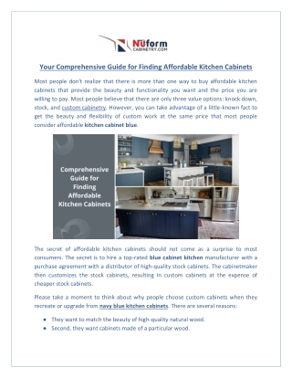 Your Comprehensive Guide for Finding Affordable Kitchen Cabinets