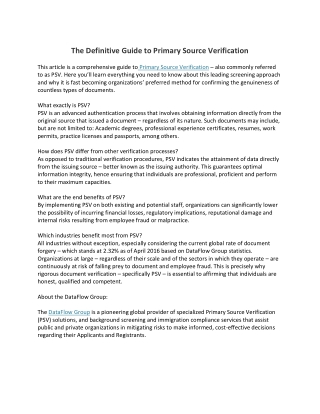 The Definitive Guide to Primary Source Verification-DataFlow