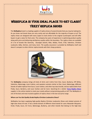 WeReplica is Your Ideal Place to Get Classy Yeezy Replica Shoes