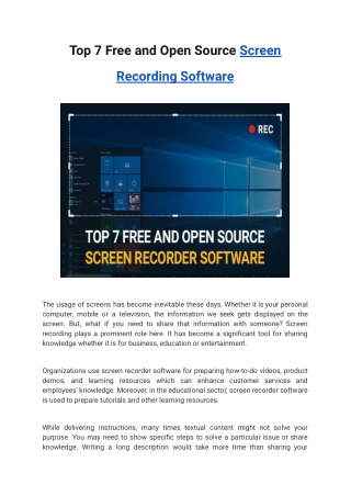 Top 7 Free and Open Source Screen Recording Software