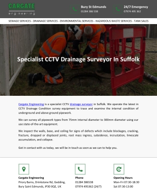 Specialist CCTV Drainage Surveyor In Suffolk