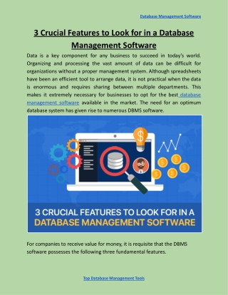 3 Crucial Features to Look for in a Database Management Software