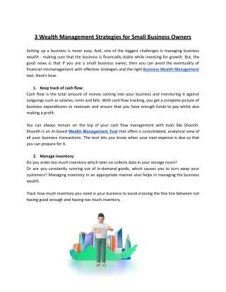 3 Wealth Management Strategies for Small Business Owners