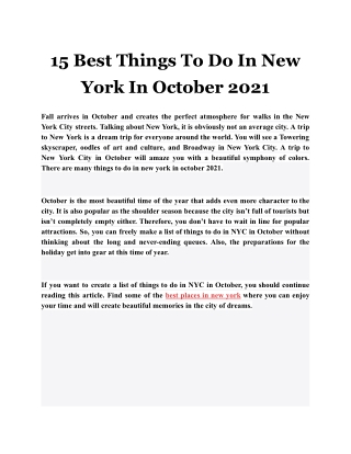 15 Best Things To Do In New York In October 2021