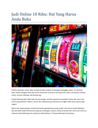 Judi Online 10 Ribu Hal Yang Harus Anda Buka