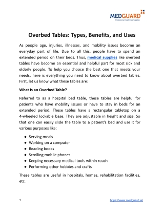 Overbed Tables_ Types, Benefits, and Uses